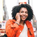 happy woman calling her WordPress support